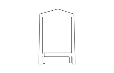Sandwich board in continuous one line drawing. Single line illustration of advertising, Sandwich board in continuous one line drawing. Single line illustration of advertising easel stand.