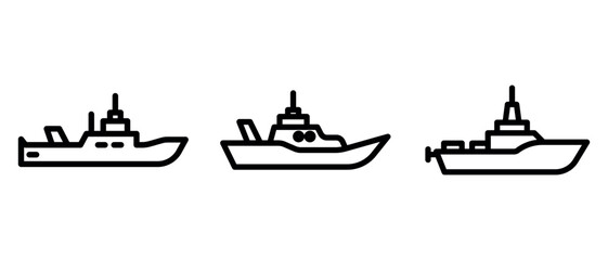 warship outline or line icon design bundle.