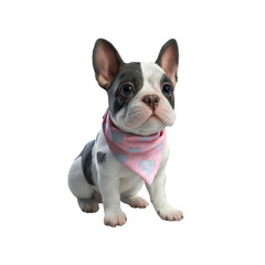 Adorable French Bulldog Puppy Wearing Pink Heart Bandana
