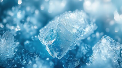 Obraz premium Arctic ice crystal macro pattern with teal to silver gradient transition, climate concept backdrop