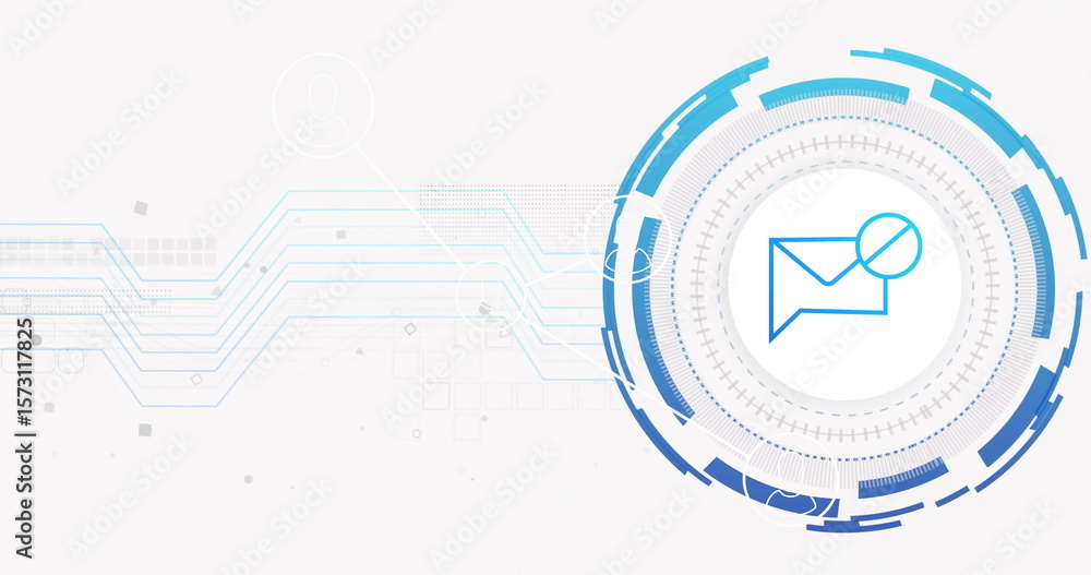 Aufkleber image of digital envelope with circuit lines and circular tech design elements