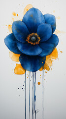 Blue flower illustration with white background. 