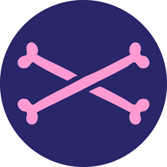 iconic tattoo style image of cross bones in bright neon color