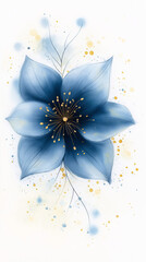 Blue flower illustration with white background. 