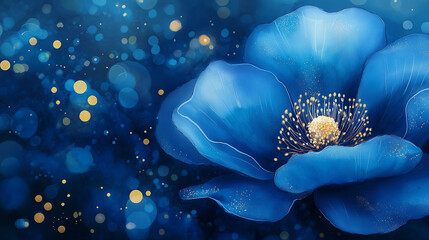Blue flower illustration with white background. 