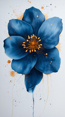 Blue flower illustration with white background. 
