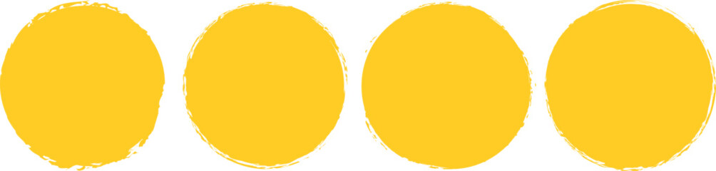 Yellow circle grunge shapes on a white background. Round brush painted circle brush stamps vector illustration of orange and yellow melon on white background