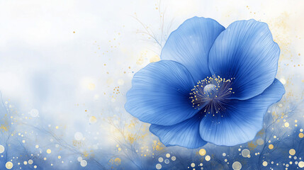 Blue flower illustration with white background. 