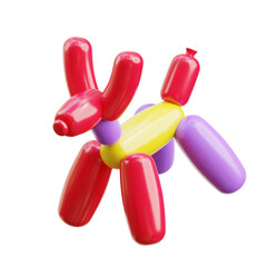 purple red and yellow Ballons Dog 3d icon illustration