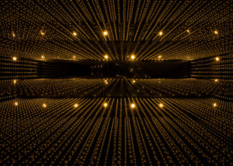 Abstract background with bokeh defocused lights. Black and gold.