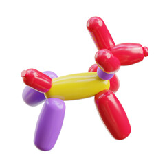purple red and yellow Ballons Dog 3d icon illustration