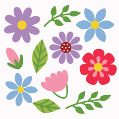 Obraz premium Collection of colorful floral shapes and leaves . Set of flowers icon.