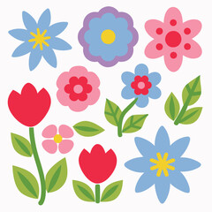 Obraz premium Collection of colorful floral shapes and leaves . Set of flowers icon.