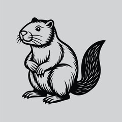 Black and White Groundhog Sketch