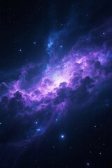 Fototapeta premium Ethereal Purple Nebula: Cosmic Clouds and Distant Stars in Deep Space