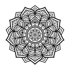 Mandala Art Vector   Intricate Black and White Geometric Floral Design for Coloring Pages and Meditation.