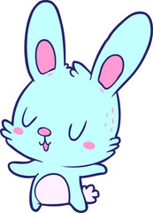 cute cartoon rabbit in bright neon color