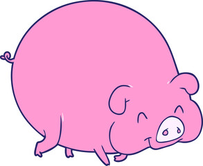 cartoon pig in bright neon color