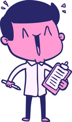 cartoon happy man in bright neon color