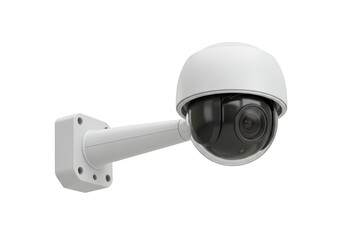 Isolated White Security Camera on Wall Mounted Surveillance