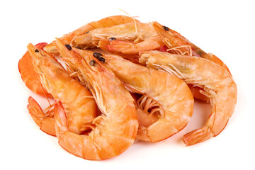 Cooked Shrimp Pile, isolated on white background