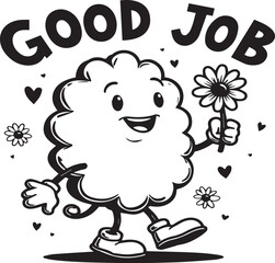 Good Job – Cute Funny Cloud Vector Illustration