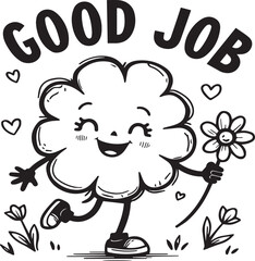 Good Job – Cute Funny Cloud Vector Illustration