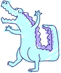 Alligator Chalk Drawing in bright neon color