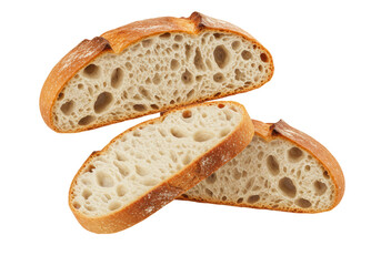 Isolated Slices of Crusty Sourdough Bread Airy Texture