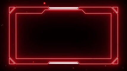 glowing neon red frame animation, frame with particle overlay animation video 4k.