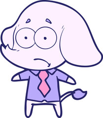 cartoon unsure elephant in shirt and tie in bright neon color