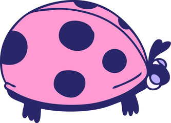 hand drawn quirky cartoon ladybird in bright neon color
