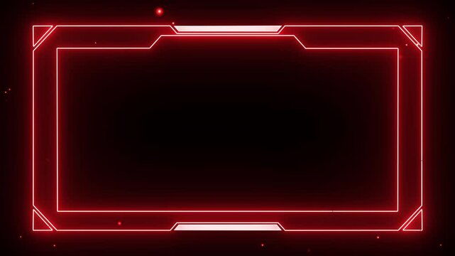 glowing neon red frame animation, frame with particle overlay animation video 4k.