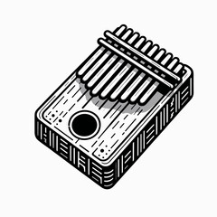 Kalimba musical instrument in a minimalist black and white design  