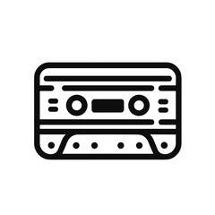 Minimalistic black-and-white line art illustration of a cassette tape  