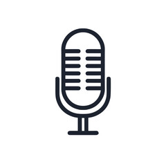 Minimalistic black and white microphone illustration in vector style  