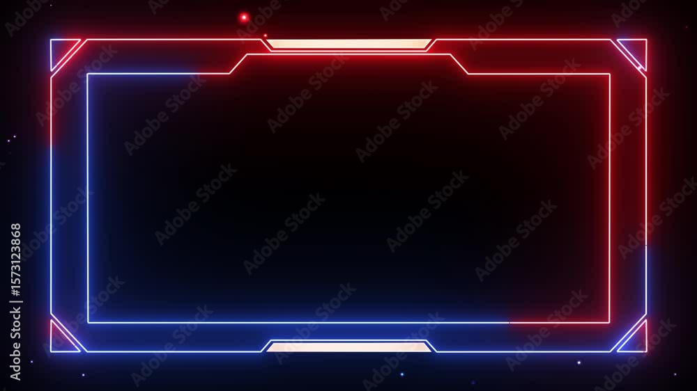 Poster animation of glowing neon gaming frame abstract background. abstract glowing neon border frame. rect