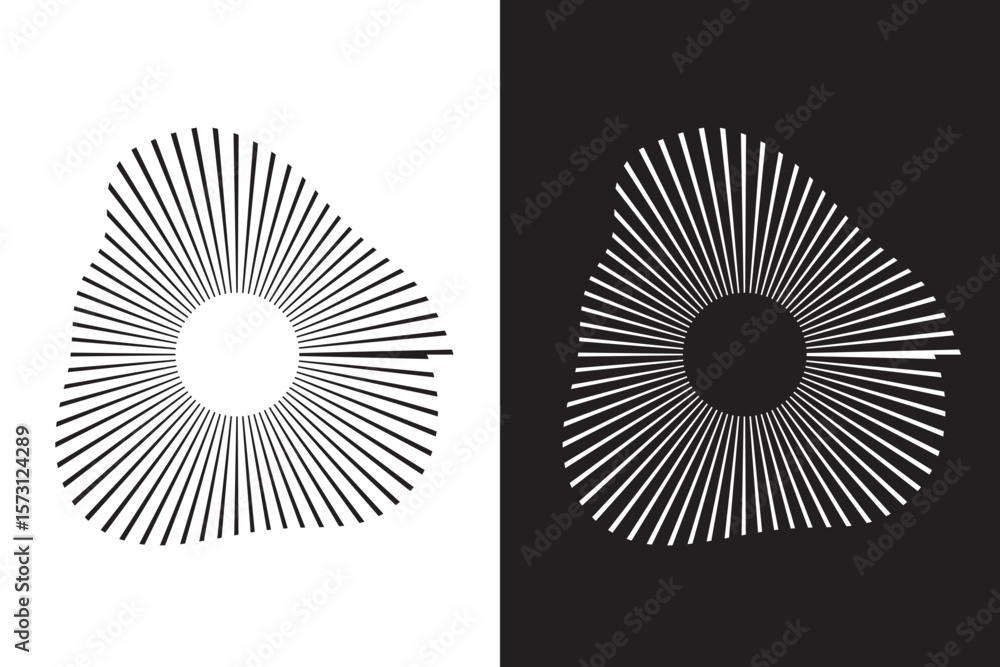 Poster black sound wave line pattern set. radial audio, music or voice icon collection. linear undulate wav