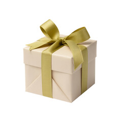 Elegant Gift Box With Gold Ribbon Isolated on White Background for Various Occasions