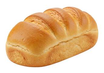 Golden brown loaf of bread with a soft crust isolated on transparent background