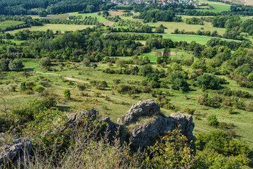 Rock formation on the Ehrenbürg, one of the three holy mountains of the Franks
