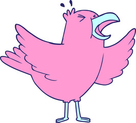 cartoon squawking bird in bright neon color