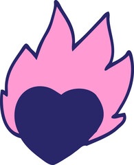 cartoon doodle flaming heart in bright neon color © lineartestpilot