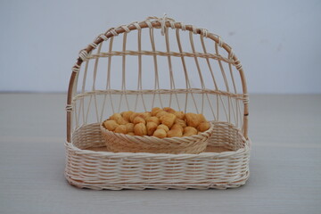 Golden Cheese Biscuits in Rustic Basket