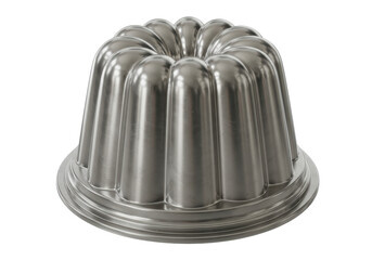 Isolated Shiny Silver Bundt Cake Pan for Baking