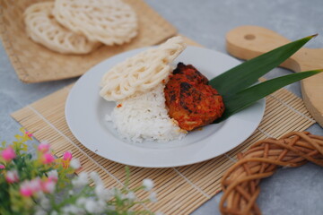 Indonesian Red Seasoned Chicken with White Rice