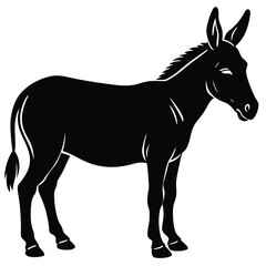 Donkey farm animal vector illustration silhouette isolated on a white background