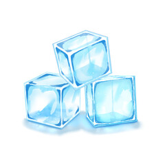積み重なった氷のイラスト素材　アイス　キューブ　四角形　青　水色