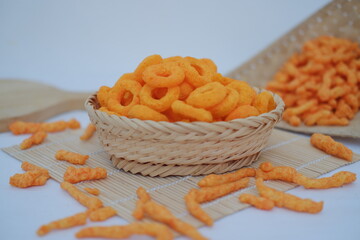 Popular Cheese Flavored Snack in Rustic Setting