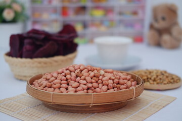Healthy Peanut Snack with Rustic Background